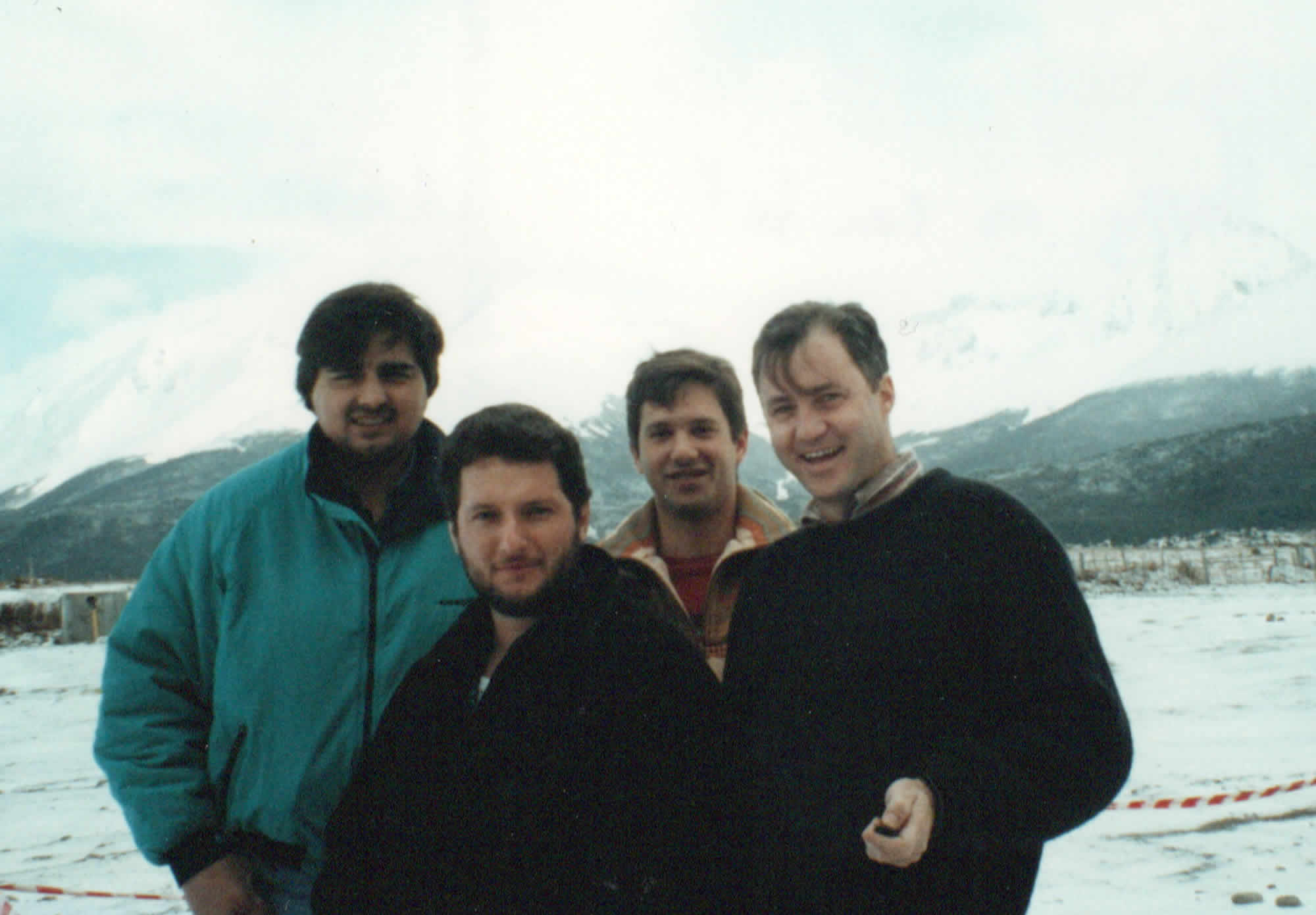 Photo of Roberto, Patricio, Hernan, and myself at the Ushuaia airport saying goodbye